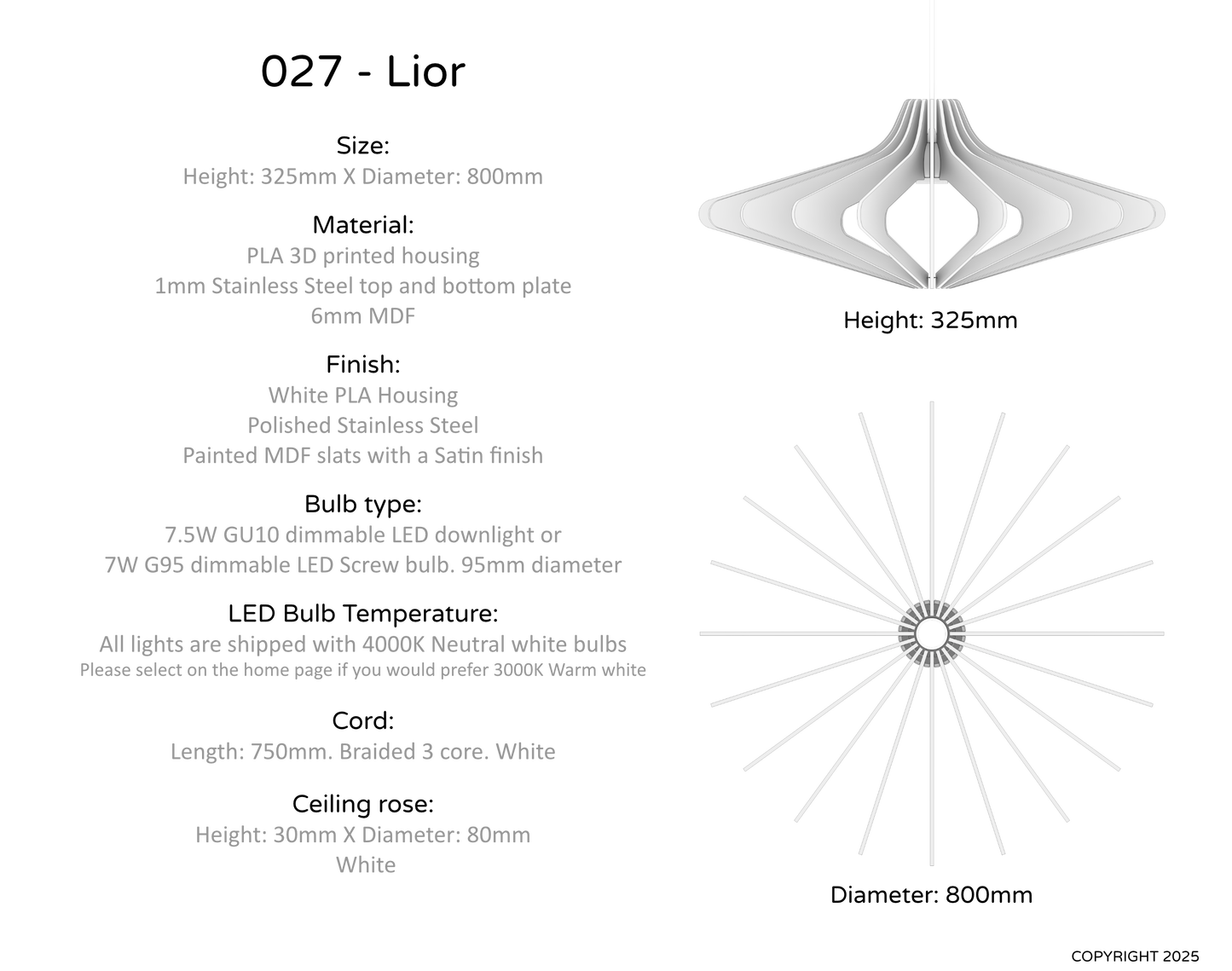 Ceiling Light - Vertical Slats - 027 Lior