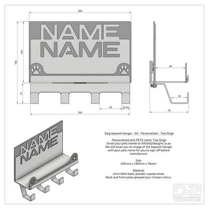 Dog Apparel Hanger - 02 - Personalized - Two Dogs