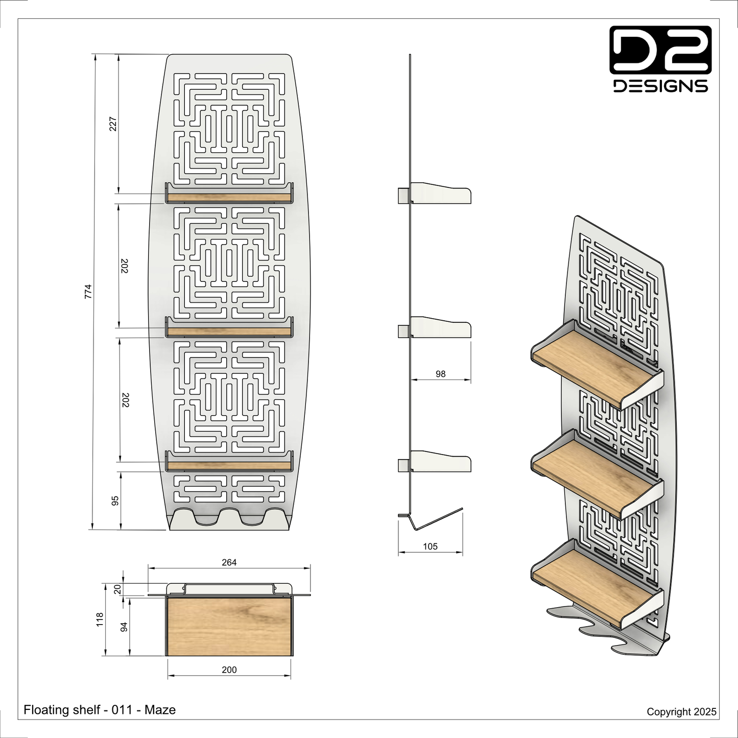 Floating shelf - 011 - Maze