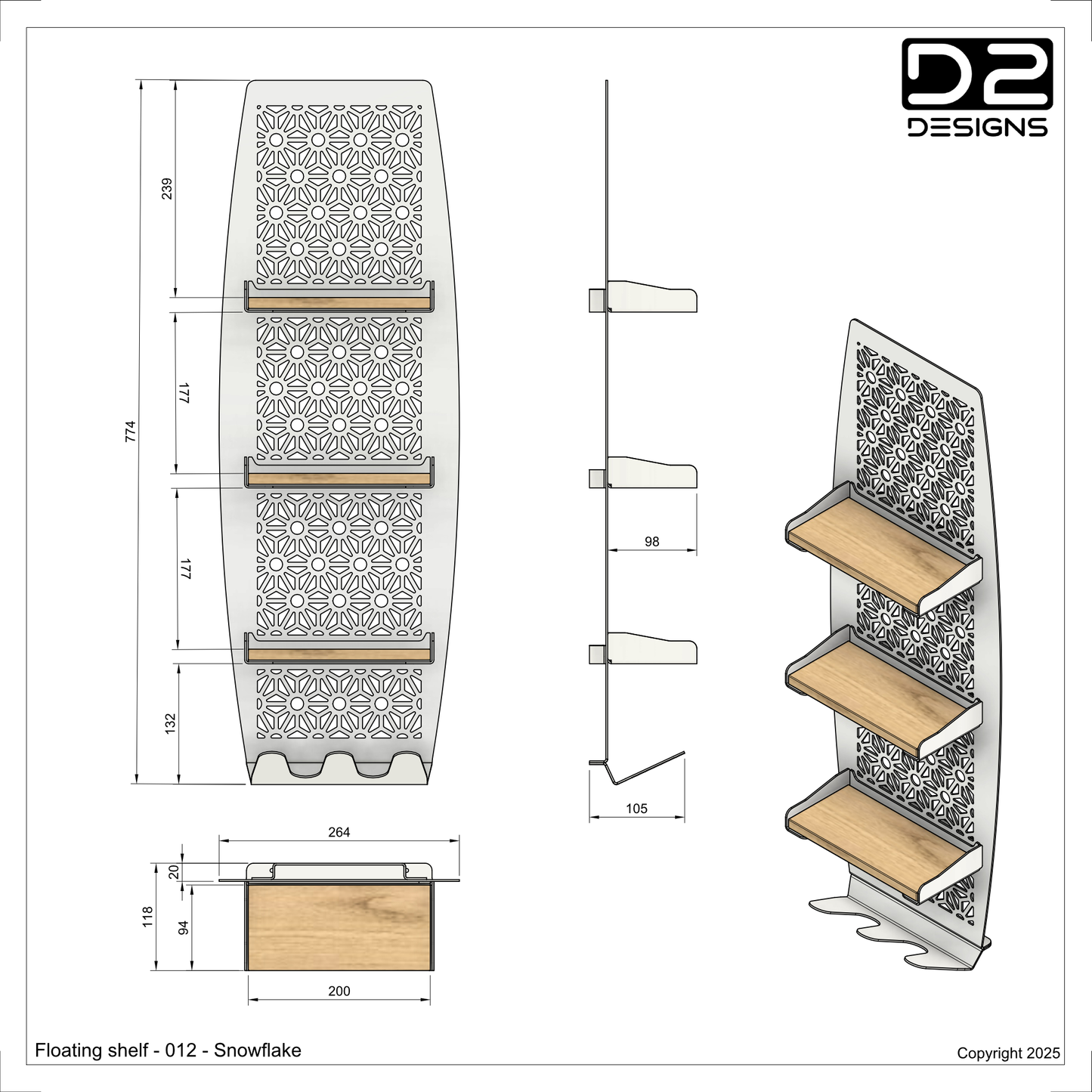 Floating shelf - 012 - Snowflake