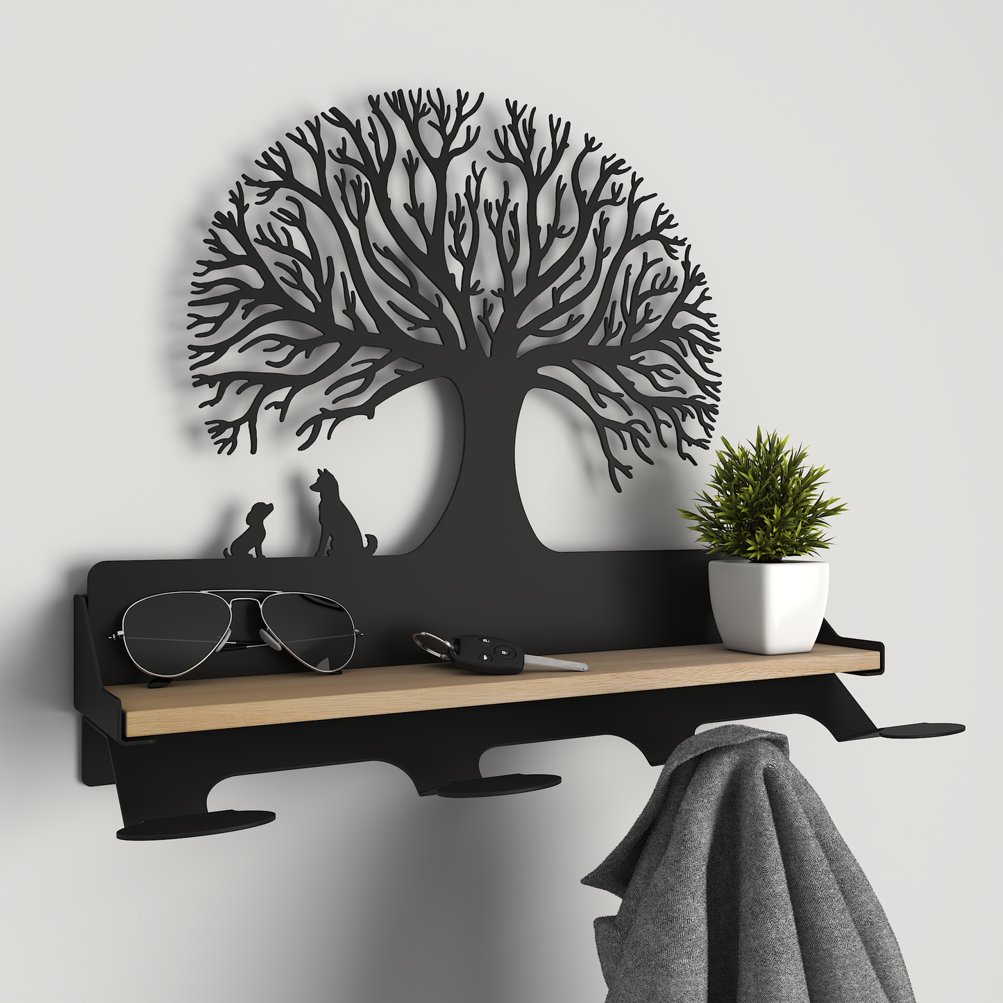 Jacket Rack - 04 - Dogs under Tree