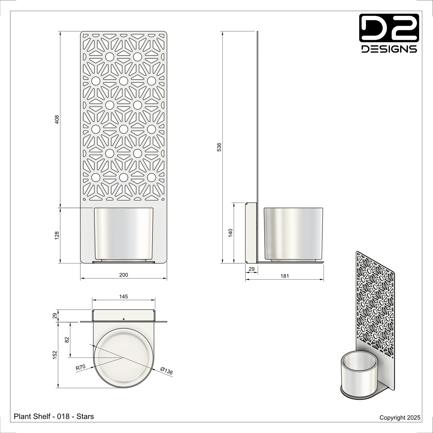 Plant shelf - 018 - Stars